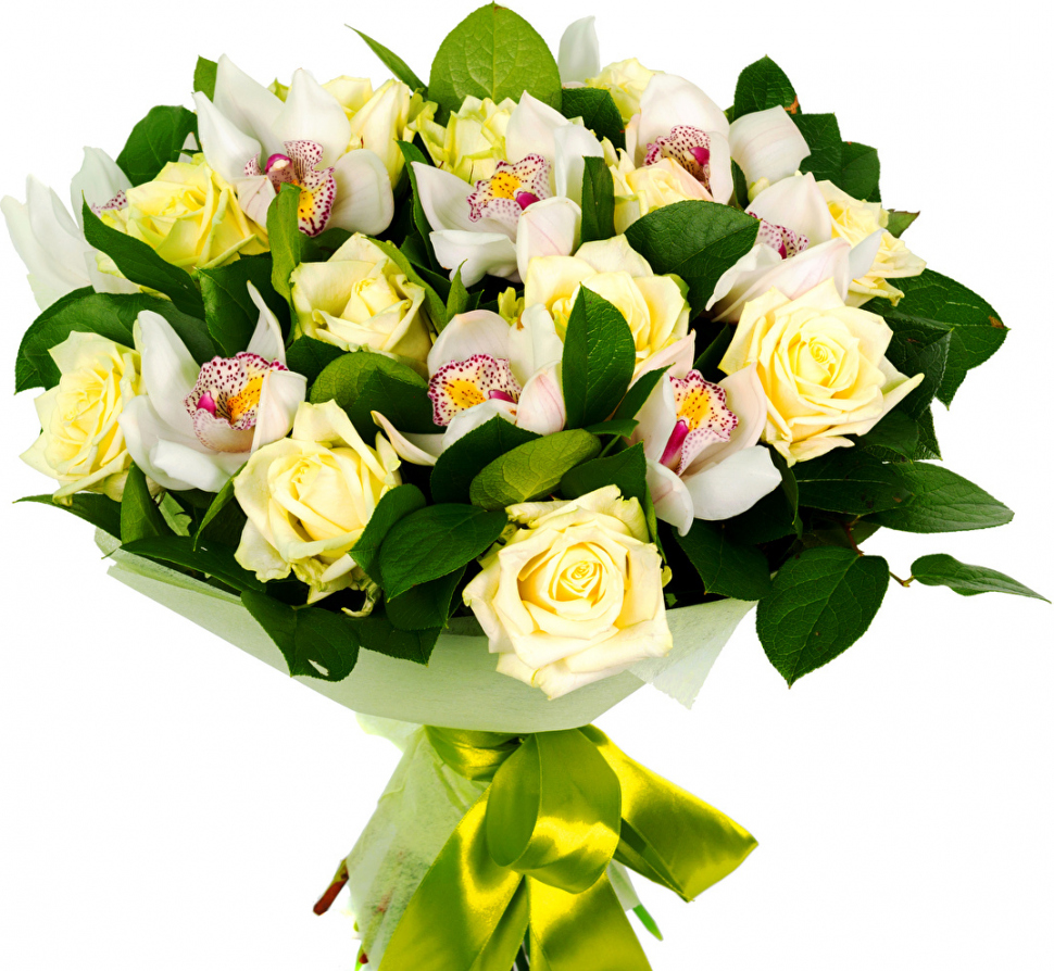 Букет из орхидей цимбидиум и роз Букет «Одуванчик»