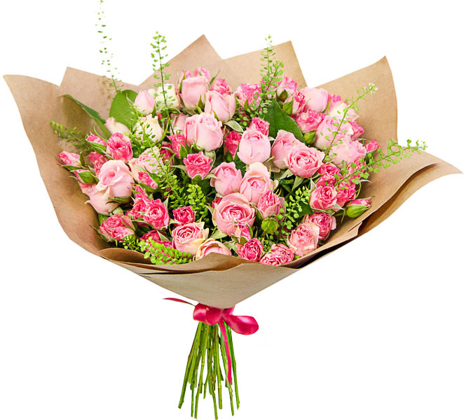 Букет из розовых кустовых роз Букет «Самый лучший день»